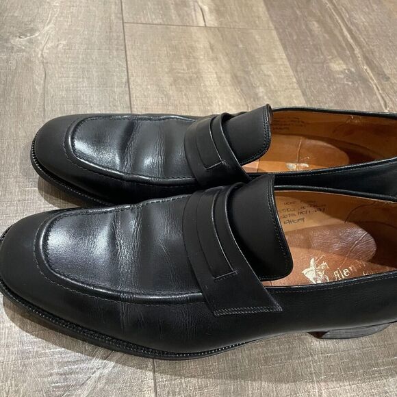 Alan McAfee Mens 10.5 C Black Leather Macaflex Loafers Dress Shoes Made England - Picture 4 of 14